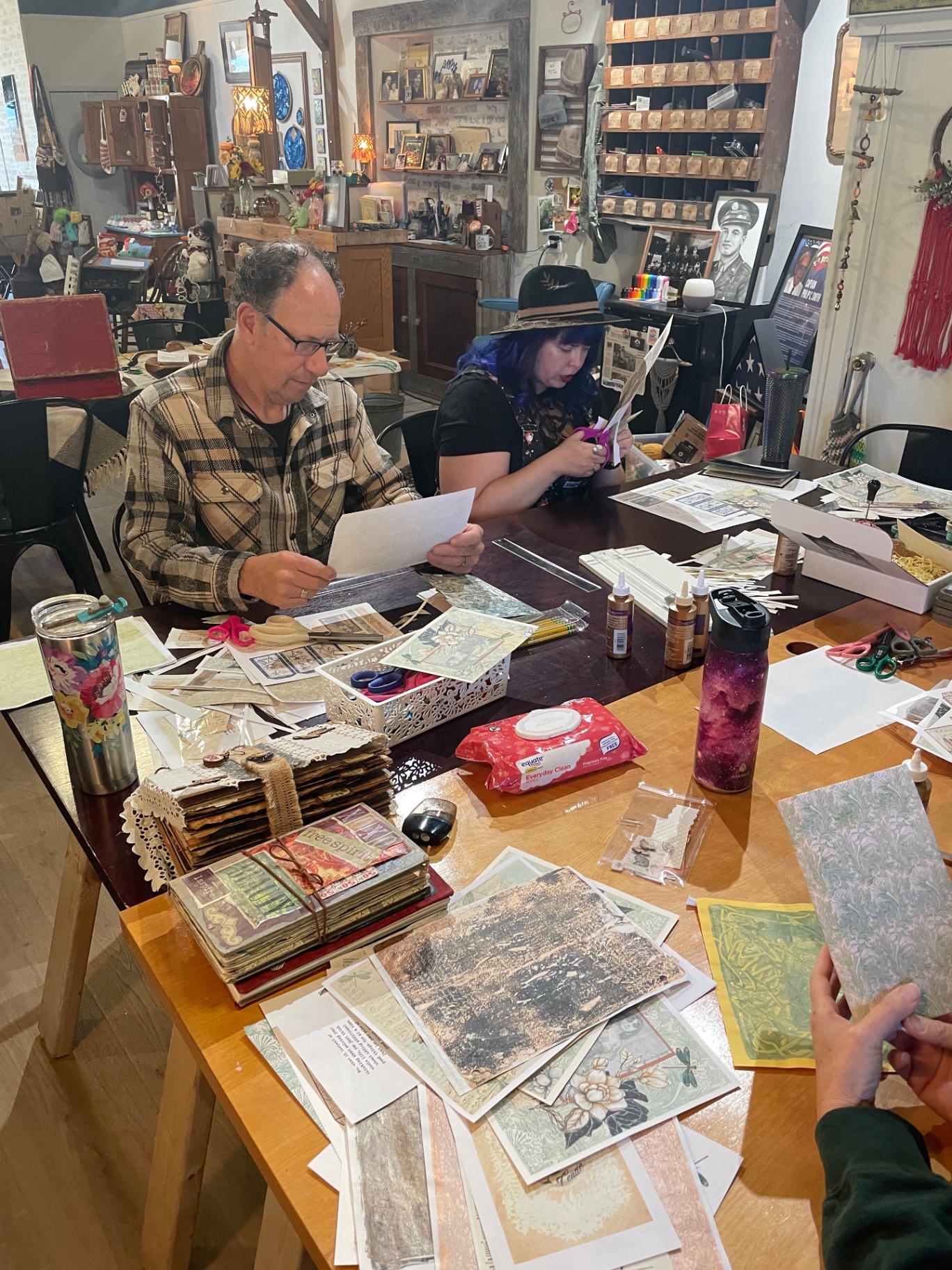 Community members creating art in the studio