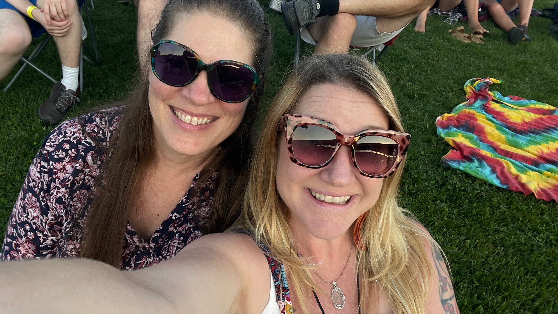 Friends smiling in the sun